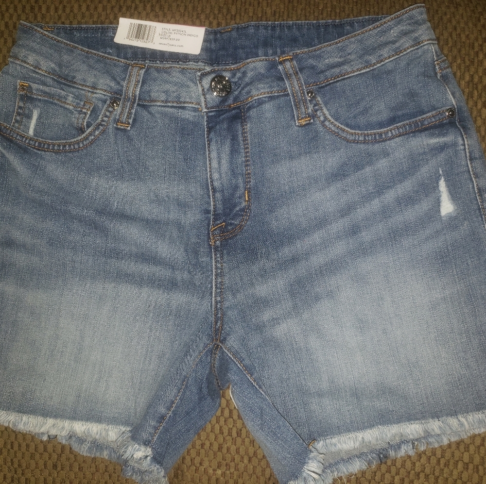 Denim shorts.